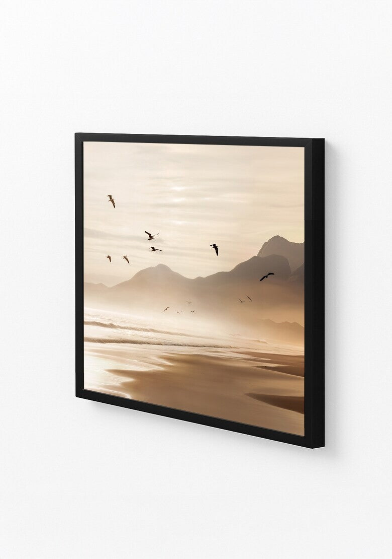 Quadro Pássaros Voando na Praia Quadrado