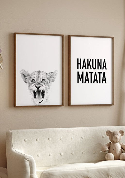 Kit 2 Quadros Leão + Hakuna Matata