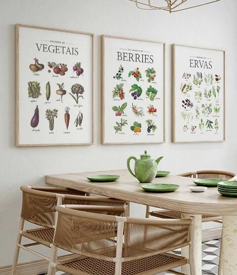 Kit Trio Quadros para Cozinha