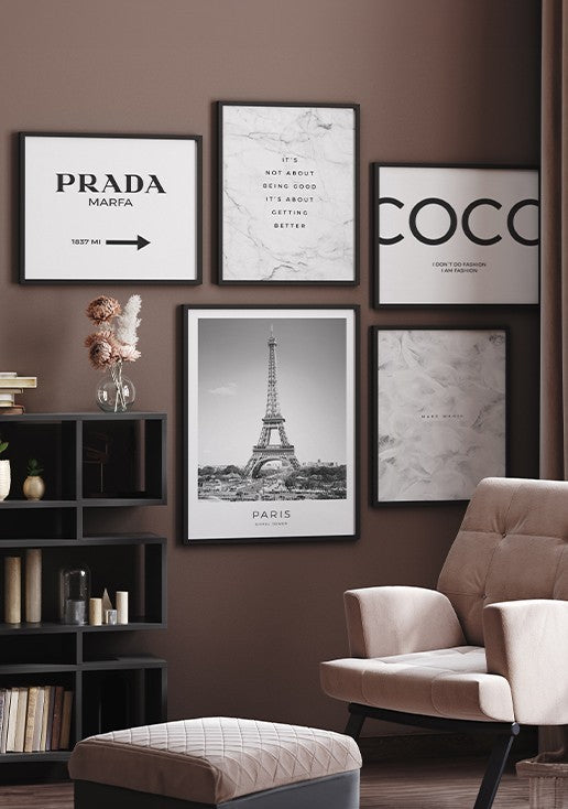 Composição de Quadros Decorativos Paris para Sala