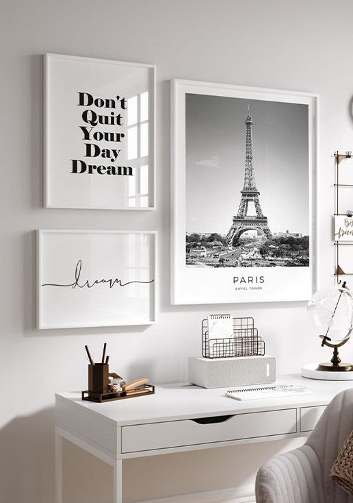 Composição de Quadros para Home Office em Preto e Branco