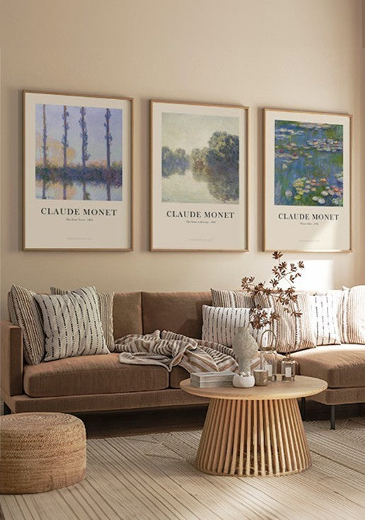 Kit 3 Quadros de Claude Monet