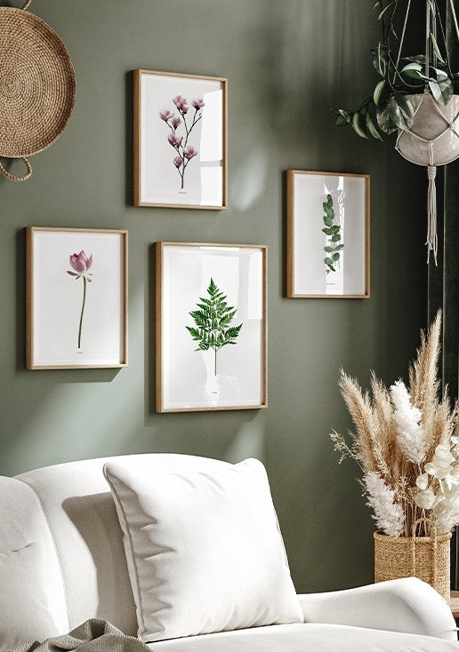 Composição de Quadros de Plantas e Flores para Sala