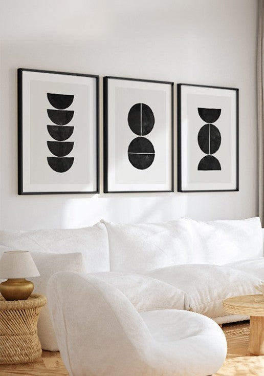 Kit 3 Quadros Decorativos Formas Geométricas