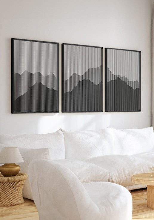 Kit 3 Quadros Montanha Abstrato