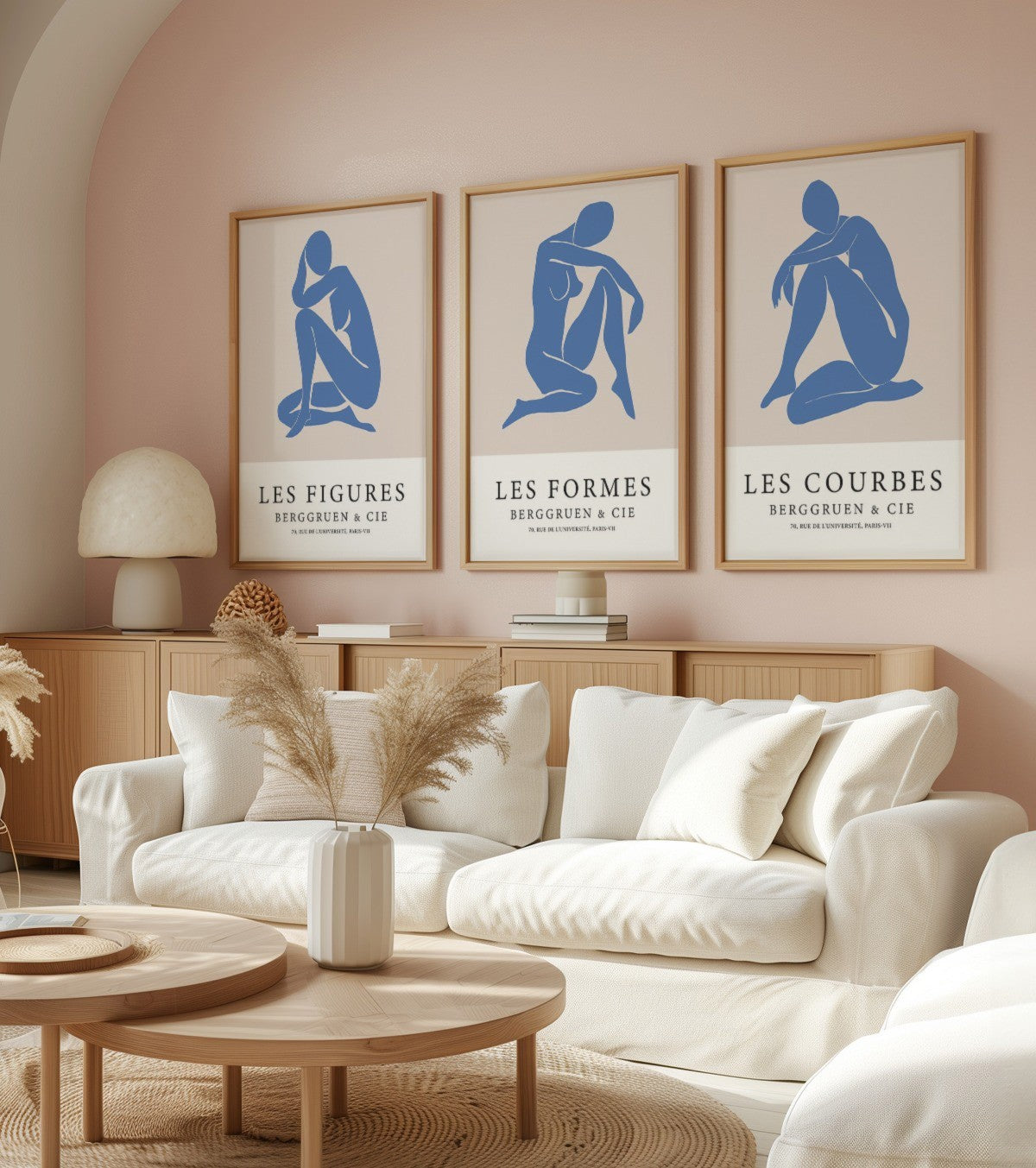 Kit Trio de Quadros Matisse Inspired em Azul