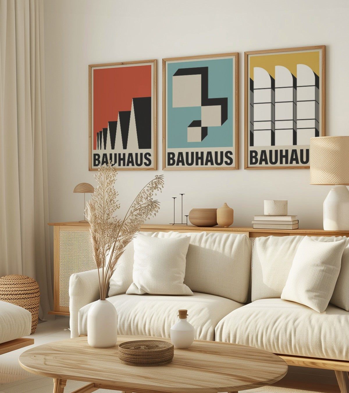 Kit Trio de Quadros Bauhaus Coloridos Vintage