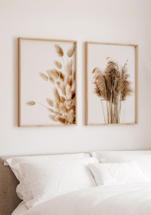 Kit 2 Quadros Folhas em Bege