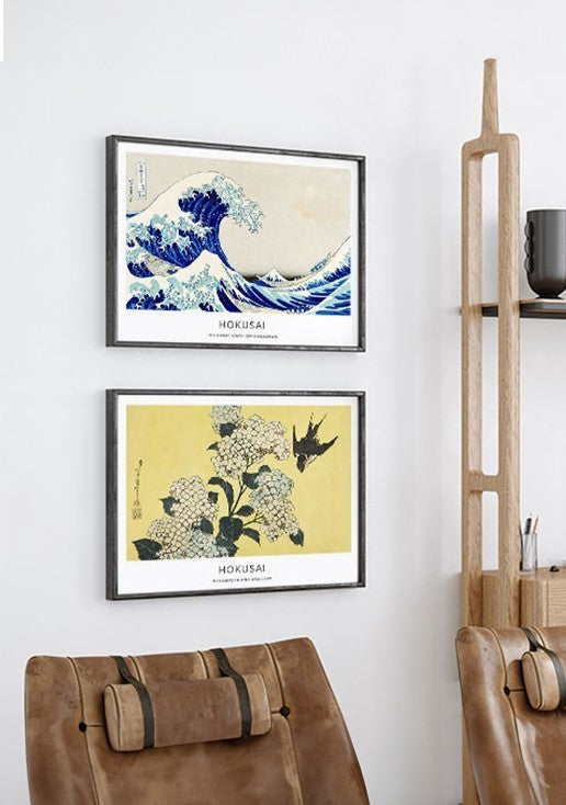 Kit 2 Quadros Hokusai Horizontais