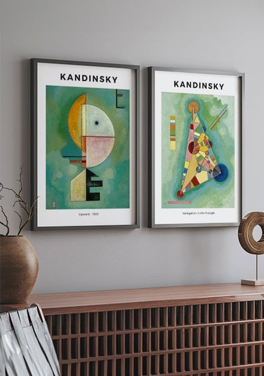 Kit 2 Quadros Kandinsky Abstratos Geométricos