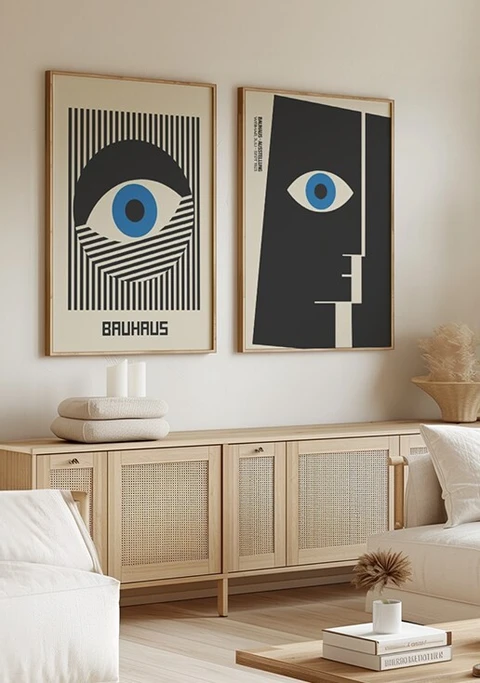 Kit 2 Quadros Coleção Bauhaus Blue Eyes
