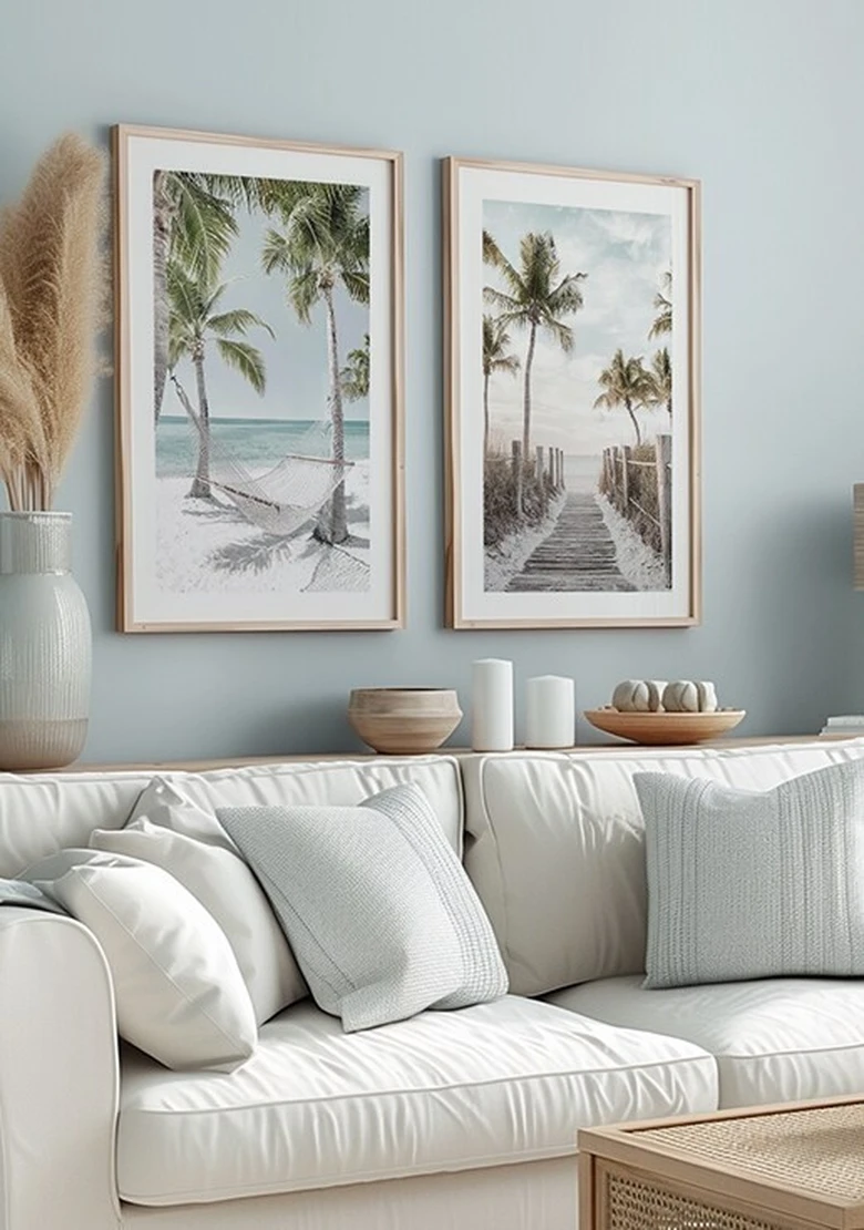 Kit 2 Quadros Decorativos Praia com Borda