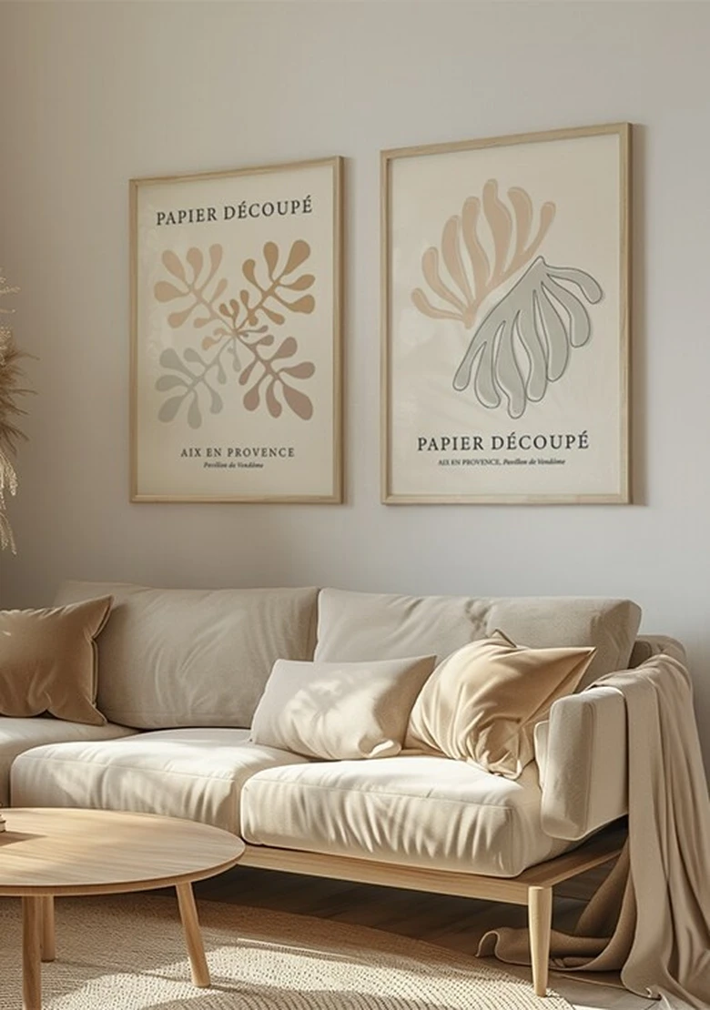 Kit Dupla de Quadros Matisse Inspired Curvas Abstratas
