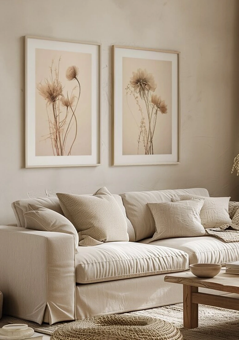 Kit 2 Quadros Flores Secas com Borda