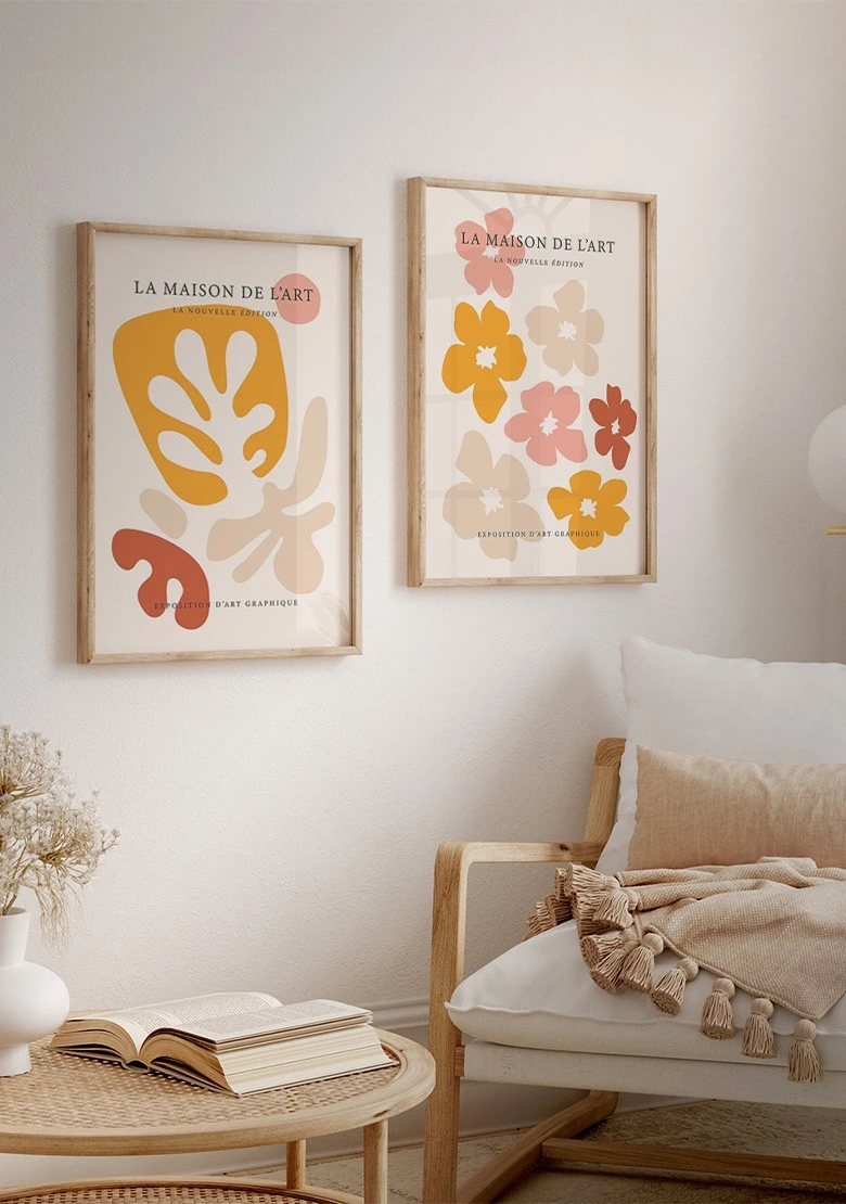 Kit 2 Quadros Matisse Flores e Formas