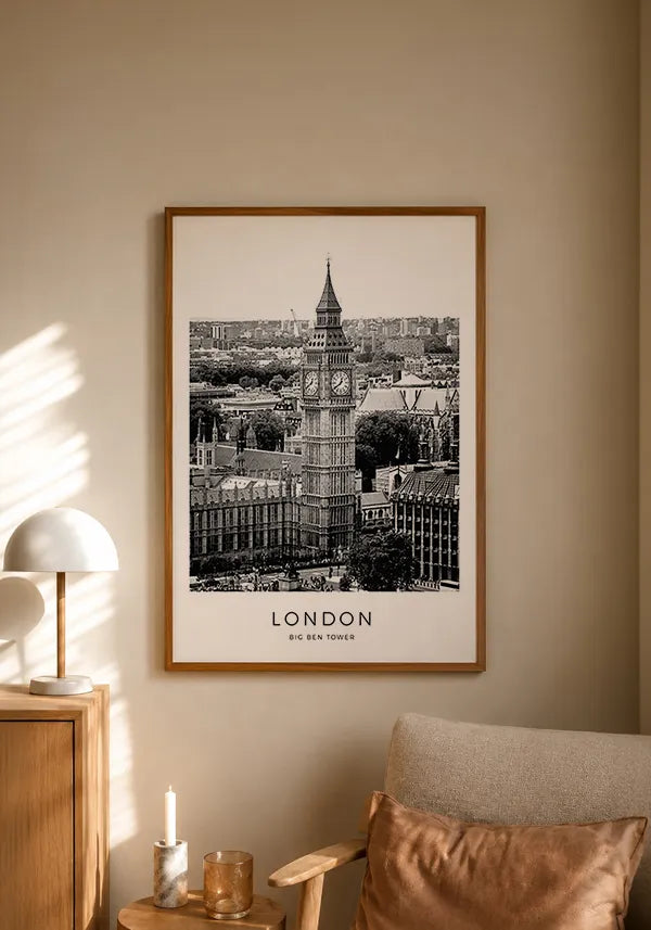 Quadro Londres Preto e Branco - Big Ben