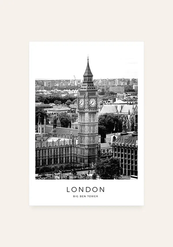Quadro Londres Preto e Branco - Big Ben