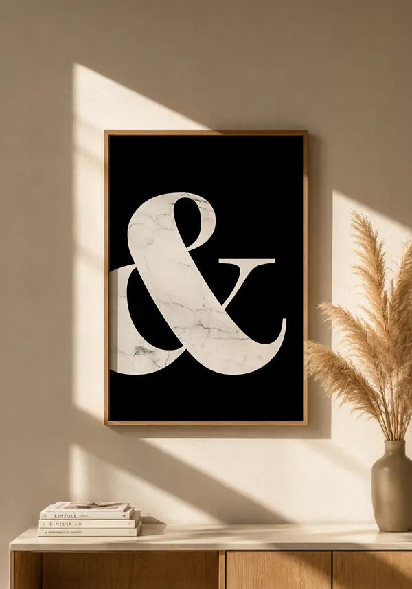 Quadro "&" Fundo Preto Mármore