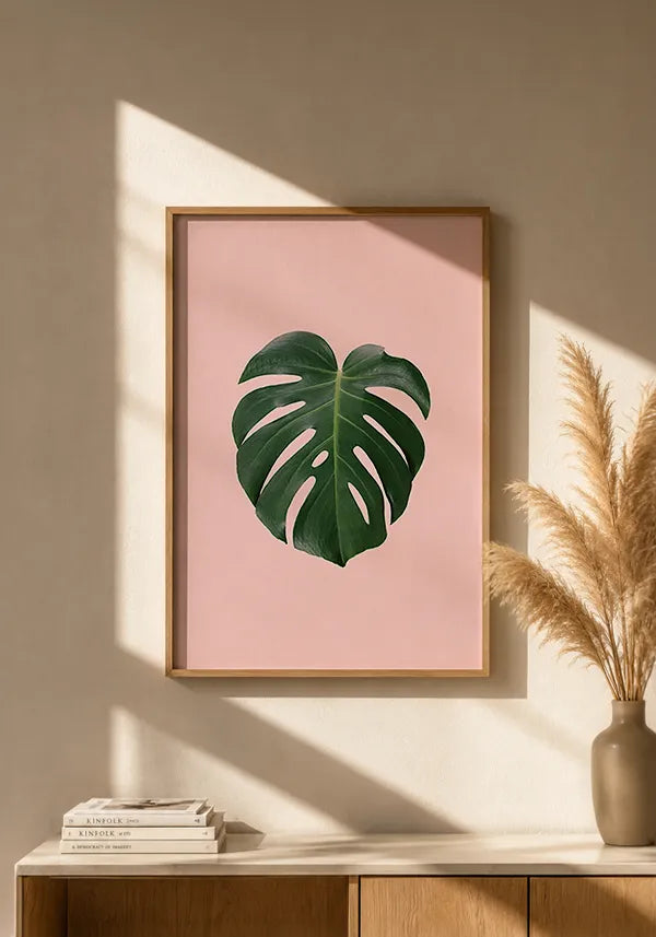 Quadro Monstera Rosa (Costela de Adão)