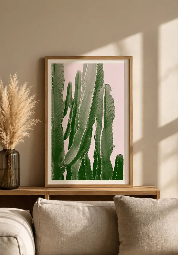 Quadro Cactos Fundo Rosa