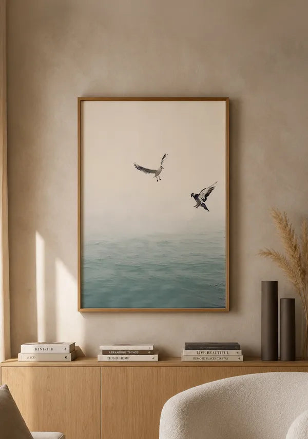 Quadro Mar e Pássaros