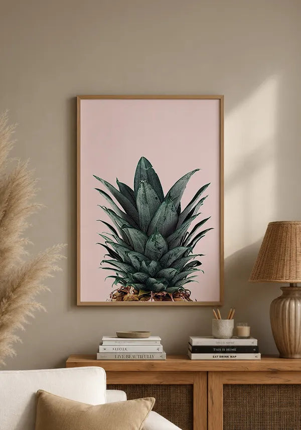 Quadro Abacaxi Coroa Rosa