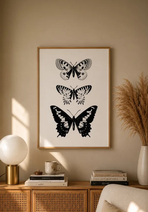 Quadro Borboletas Preto e Branco