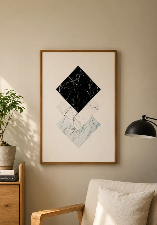 Quadro Quadrados de Mármore Azul