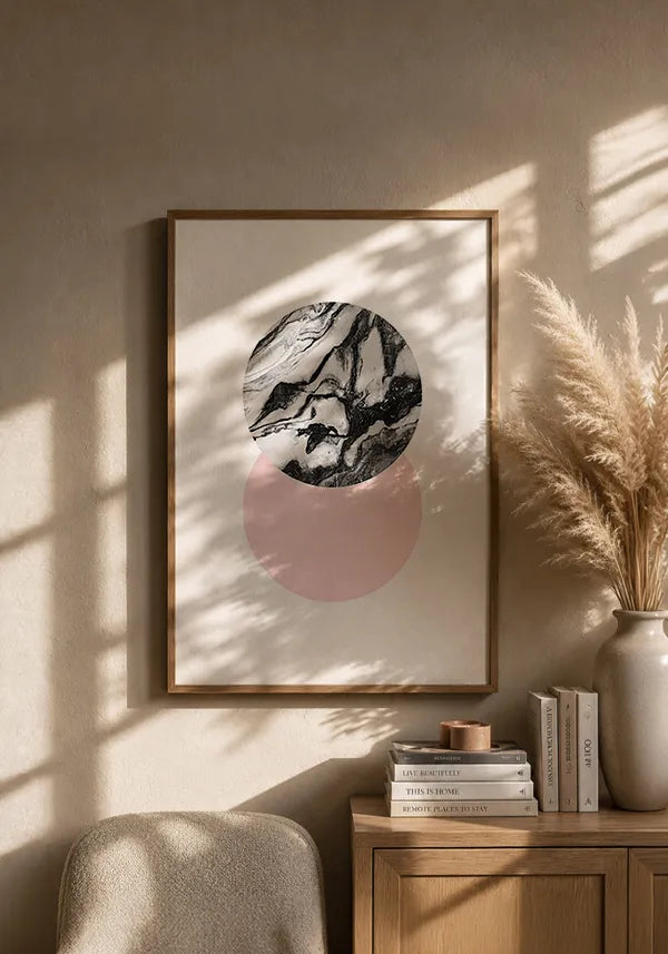 Quadro Círculo de Mármore Rosa