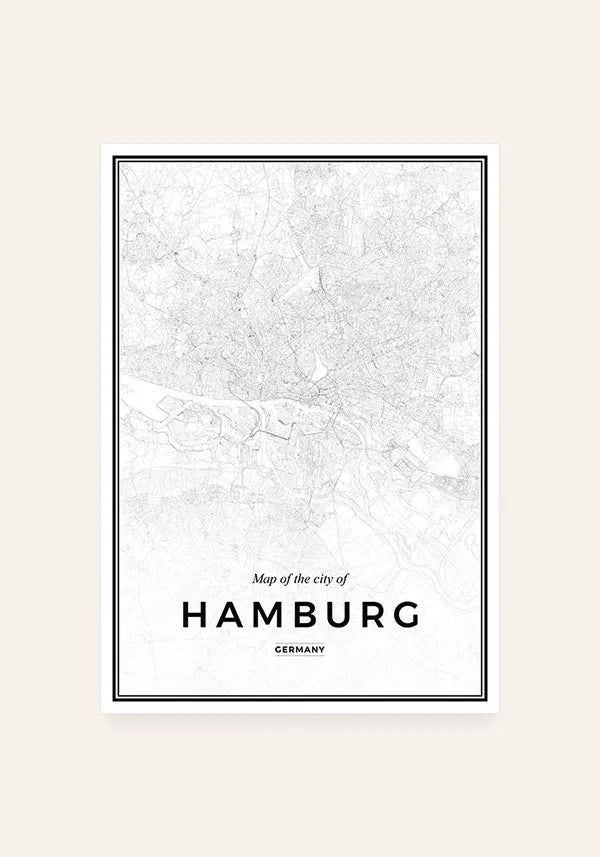 Quadro Mapa de Hamburgo