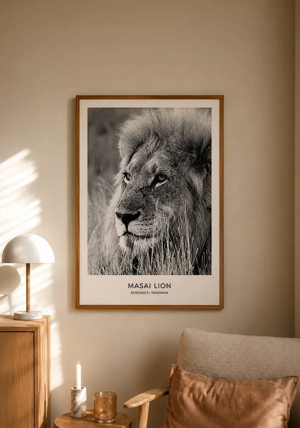 Quadro Leão Preto e Branco