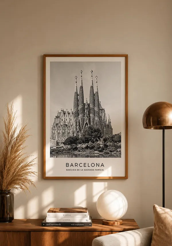 Quadro Barcelona Sagrada Família em Preto e Branco
