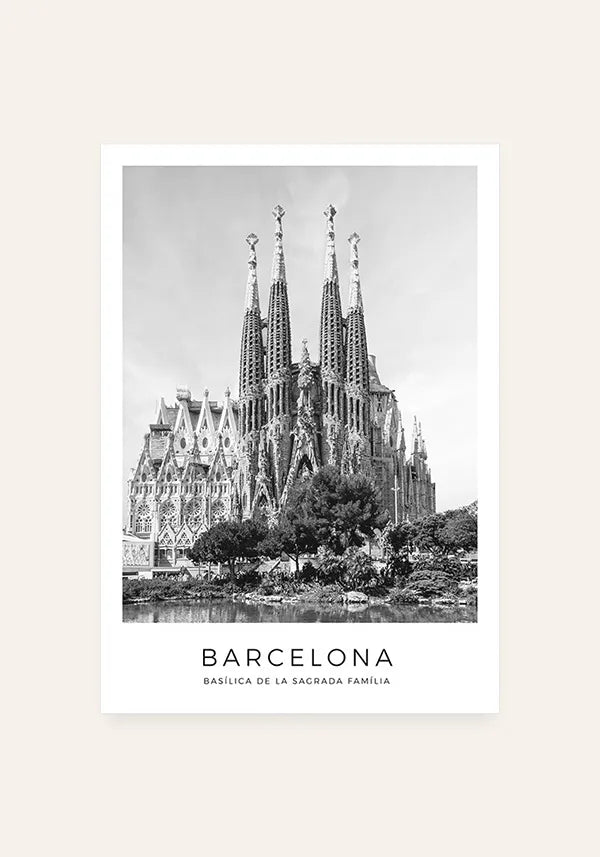 Quadro Barcelona Sagrada Família em Preto e Branco