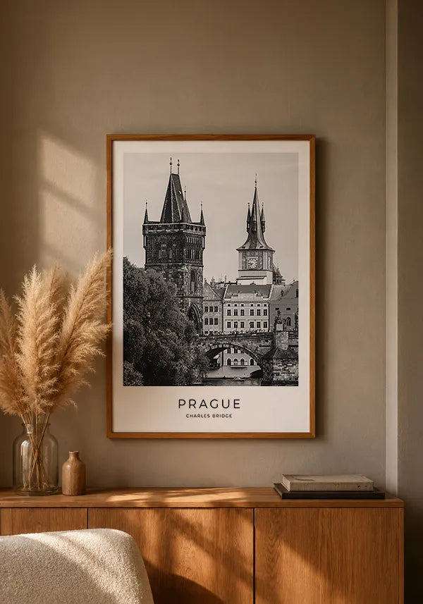 Quadro Praga Charles Bridge em Preto e Branco