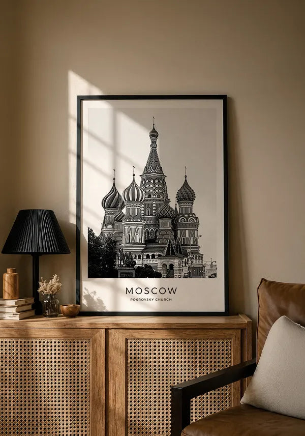 Quadro Moscou Catedral de São Basílio em Preto e Branco