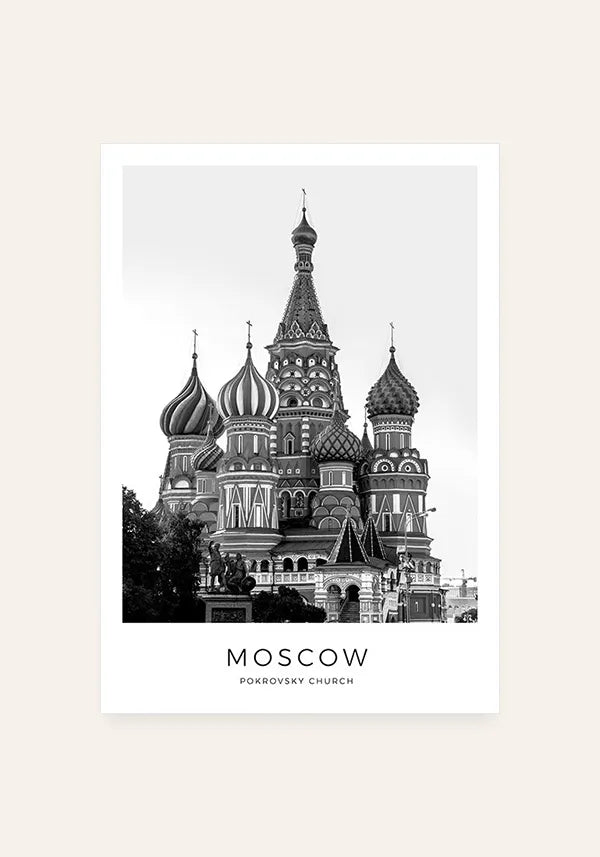 Quadro Moscou Catedral de São Basílio em Preto e Branco