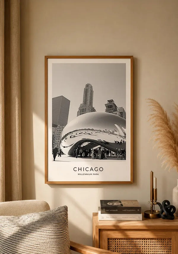 Quadro Chicago Millennium Park em Preto e Branco