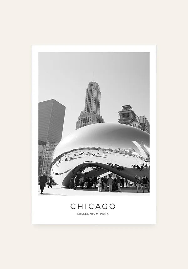 Quadro Chicago Millennium Park em Preto e Branco