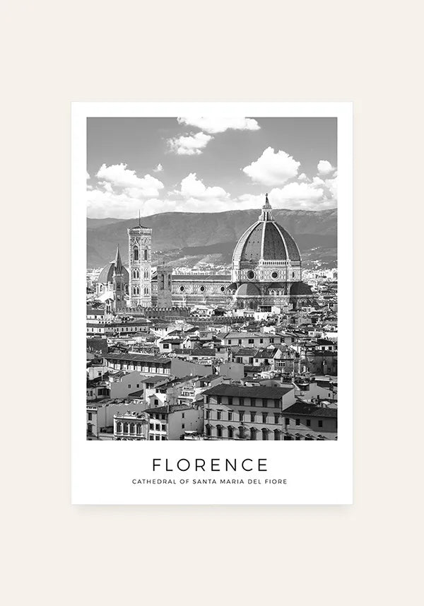 Quadro Florença Santa Maria del Fiore em Preto e Branco