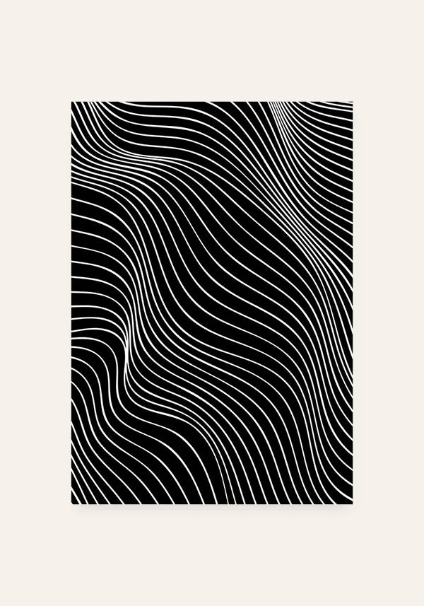 Quadro Ondas Abstrato em Preto