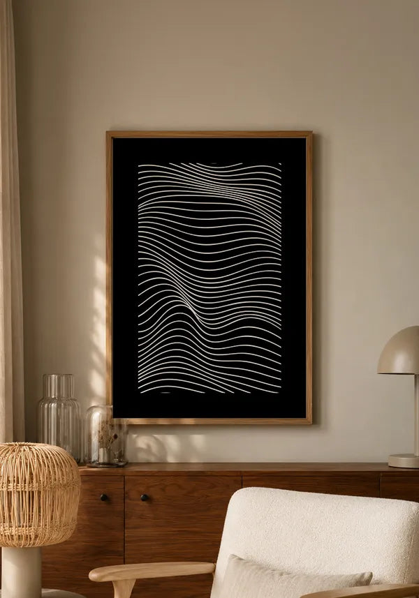 Quadro Linha em Ondas em Preto