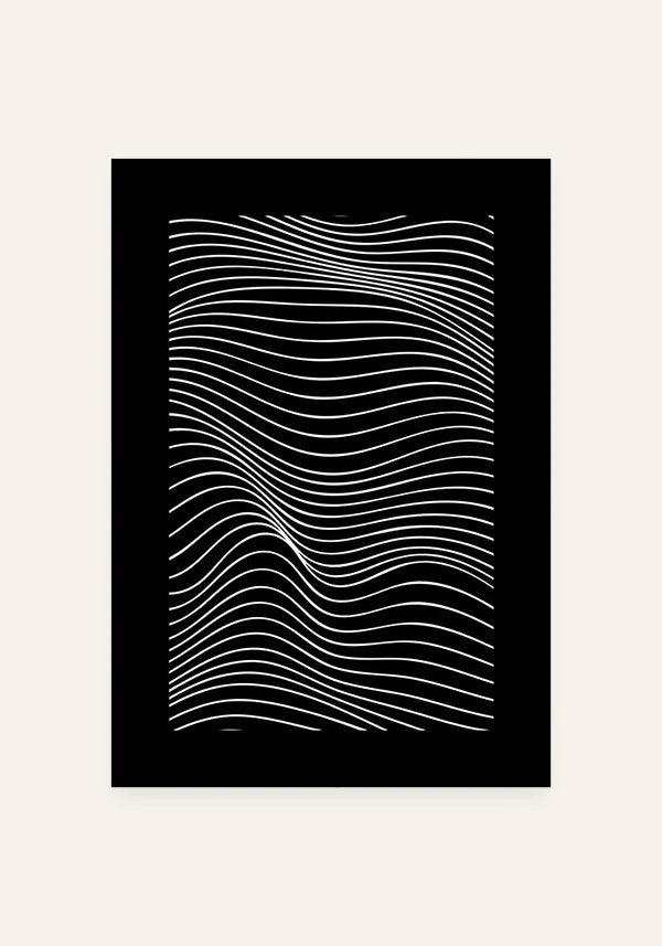 Quadro Linha em Ondas em Preto