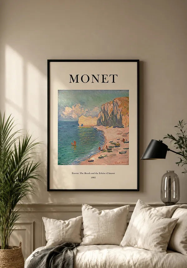 Quadro Claude Monet Étretat, The Beach and the Falaise d'Amont