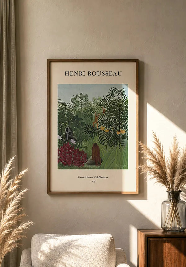 Quadro Henri Rousseau Tropical Forest with Monkeys