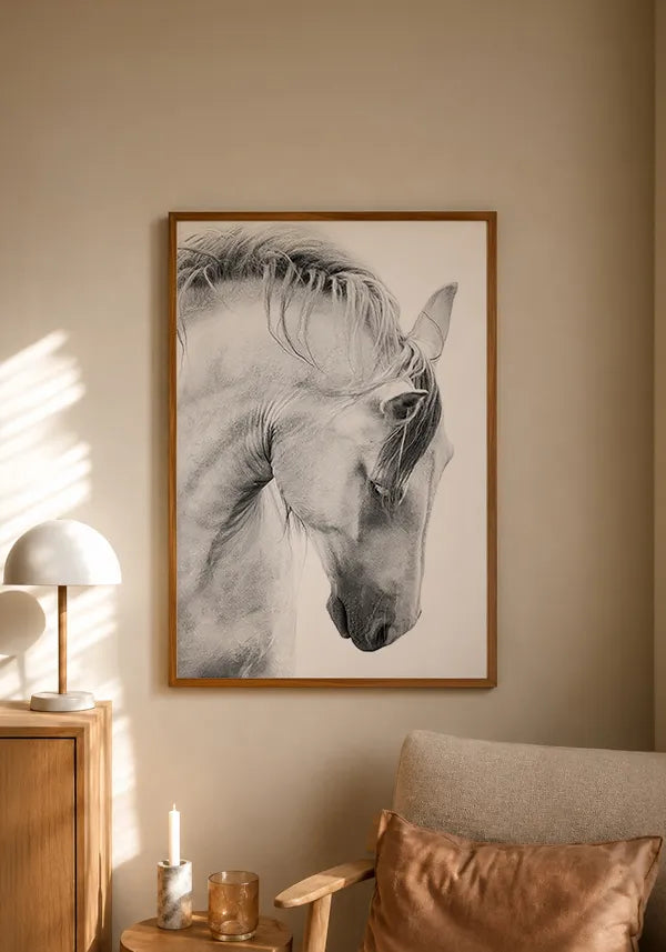 Quadro Cavalo Preto e Branco I
