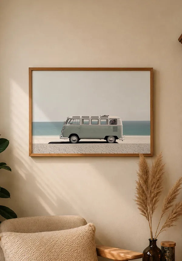 Quadro de Kombi na Praia Horizontal