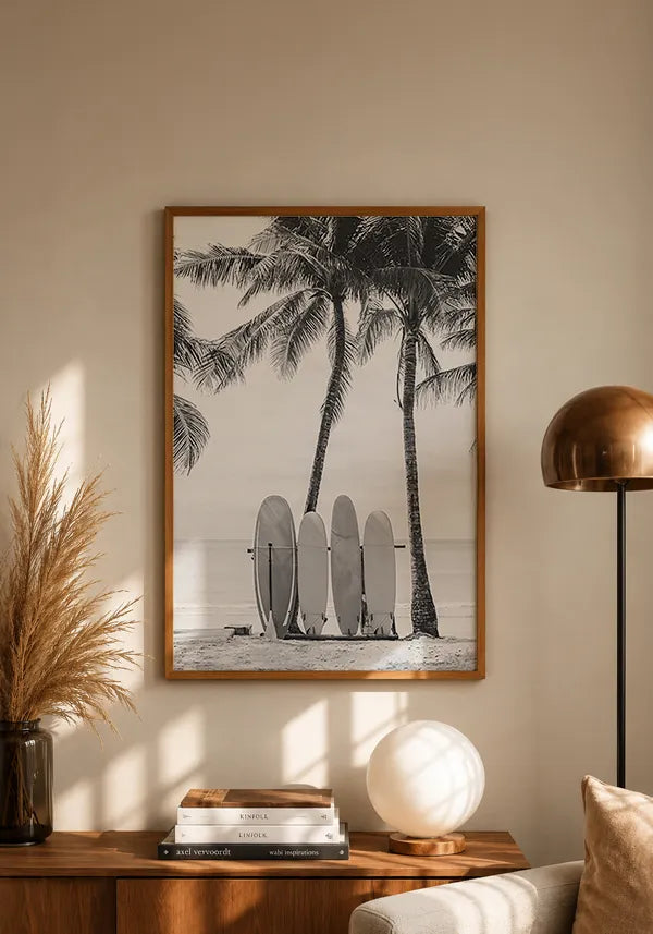 Quadro Pranchas de Surf Preto e Branco