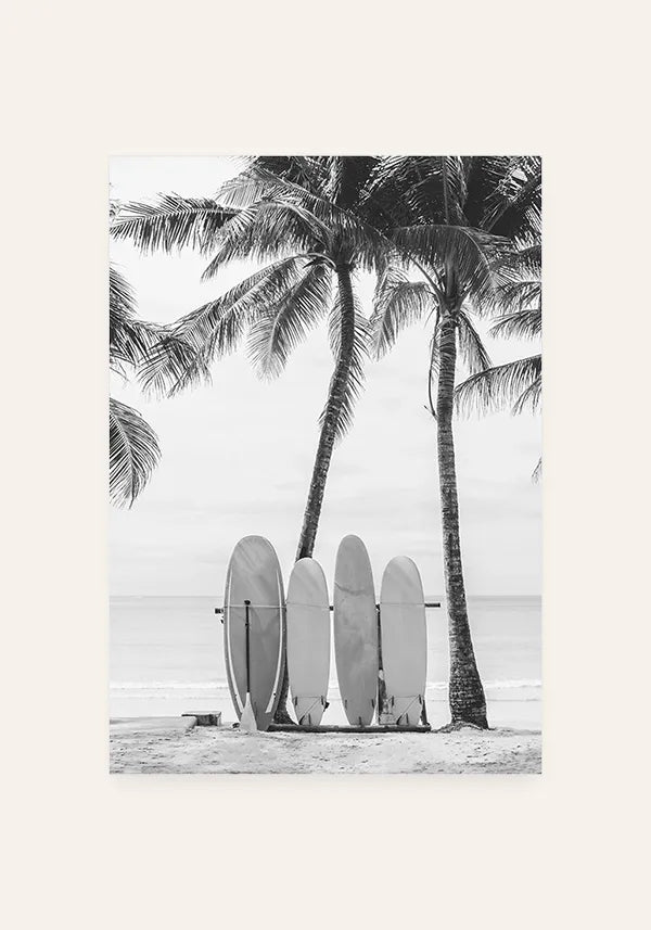 Quadro Pranchas de Surf Preto e Branco