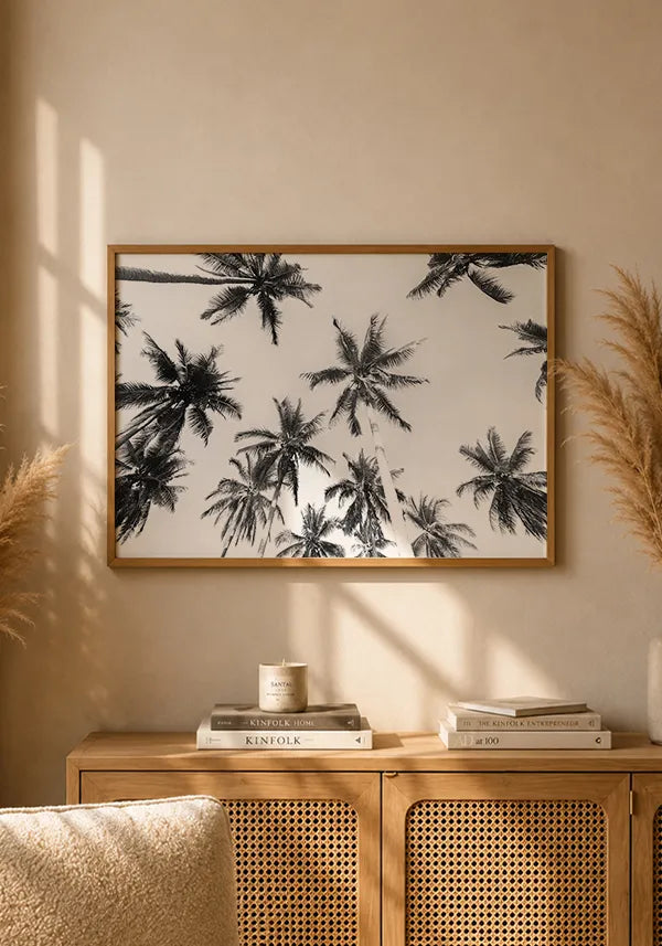 Quadro Coqueiros Fotografia em Preto e Branco Horizontal
