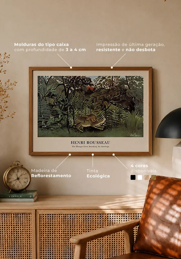 Quadro Henri Rousseau The Hungry Lion Throws Itself on the Antelope no ambiente